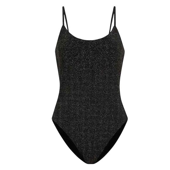 Andie The Liku One Piece Swimsuit Metallic Sparkle Black Medium - Picture 1 of 12